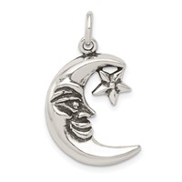 Sterling Silver Antiqued Moon Charm view 1