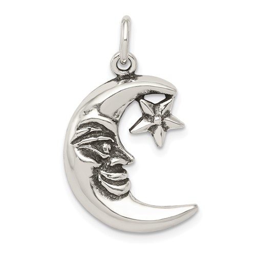 Sterling Silver Antiqued Moon Charm
