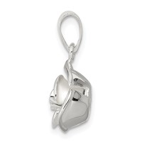 Sterling Silver Polished 3-D Rose Pendant view 2