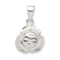 Sterling Silver Polished 3-D Rose Pendant view 4
