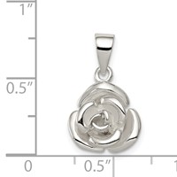 Sterling Silver Polished 3-D Rose Pendant view 3