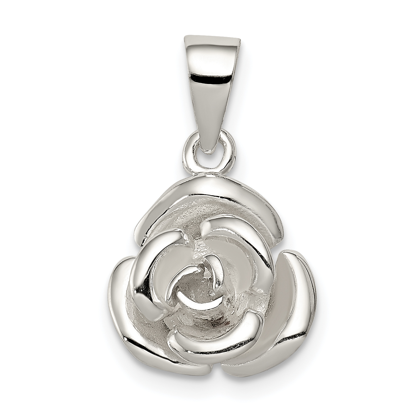 Sterling Silver Rose Pendant (QC7548)
