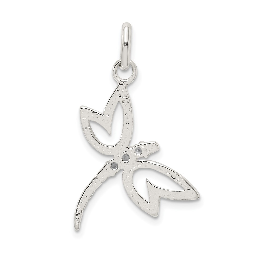 Sterling Silver With CZ Dragonfly Pendant (QC7566)
