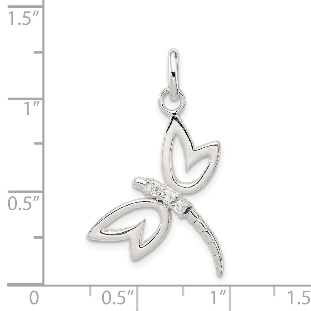 Sterling Silver With CZ Dragonfly Pendant (QC7566)