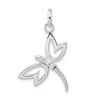 Sterling Silver Pendant with CZ Dragonfly view 1