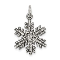 Sterling Silver Antiqued Snowflake Charm view 4