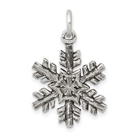 Sterling Silver Antiqued Snowflake Charm view 1
