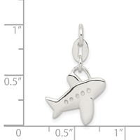 Sterling Silver Polished Airplane Charm view 4