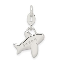 Sterling Silver Polished Airplane Charm view 1
