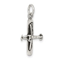 Sterling Silver Antiqued 3-D Airplane Charm view 5