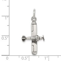 Sterling Silver Antiqued 3-D Airplane Charm view 4