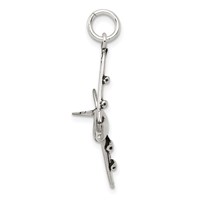 Sterling Silver Antiqued Airplane Charm view 2