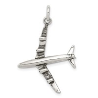 Sterling Silver Antiqued Airplane Charm view 4