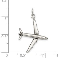 Sterling Silver Antiqued Airplane Charm view 3