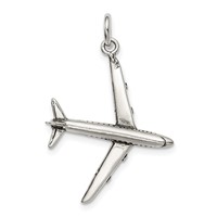 Sterling Silver Antiqued Airplane Charm view 1