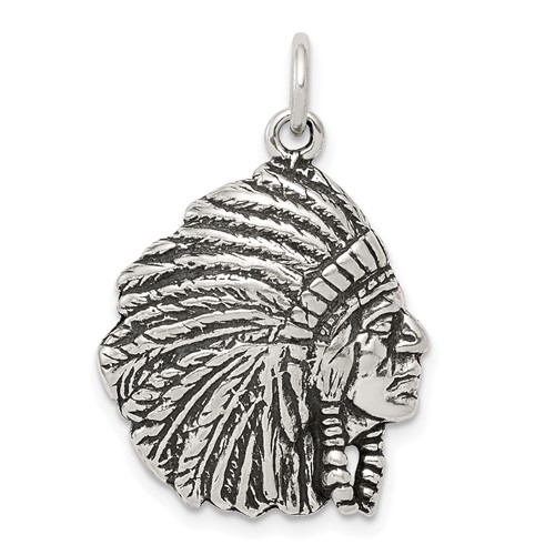 Sterling Silver Antiqued Man Charm with Headdress