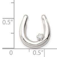 Sterling Silver CZ Horseshoe Pendant view 3