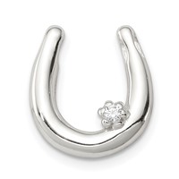 Sterling Silver CZ Horseshoe Pendant view 1