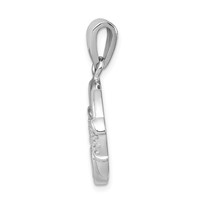 Sterling Silver Rhodium-pltd Lab Created Blue Opal Inlay Claddagh Pendant view 2