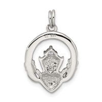 Sterling Silver Rhodium-plated Polished CZ Claddagh Pendant view 3