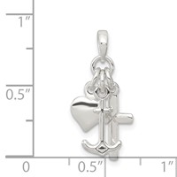 Sterling Silver Polished Anchor Heart and Cross Pendant view 3