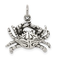 Sterling Silver Antiqued Crab Charm view 1