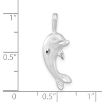 Sterling Silver Satin & Diamond-cut Dolphin Pendant view 3