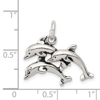 Sterling Silver Antiqued Dolphin Charm view 3