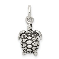 Sterling Silver Antiqued Turtle Charm view 1