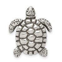 Sterling Silver Antiqued Turtle Charm view 1