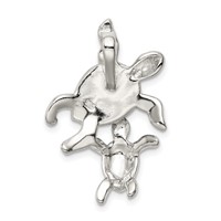 Sterling Silver Rhodium-plated Polished Blue Inlay Created Opal Turtle Slide view 4