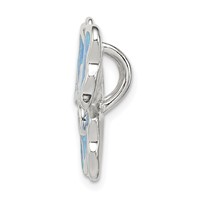 Sterling Silver Rhodium- Plated Inlay Blue Created Opal Butterfly Pendant view 2