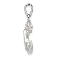 Sterling Silver Rhodium-plated Blue Lab Created Opal Inlay Frog Pendant view 2