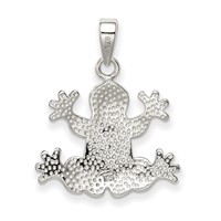 Sterling Silver Rhodium-plated Blue Lab Created Opal Inlay Frog Pendant view 4