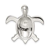 Sterling Silver Rhodium-plated Blue Inlay Created Opal Turtle Pendant view 4