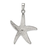 Sterling Silver Rhodium-plated Blue Inlay Created Opal Starfish Pendant view 4