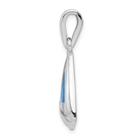 Sterling Silver Rhodium-plated Blue Lab Created Opal Inlay Sailboat Pendant view 2