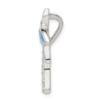 Sterling Silver Rhod-pltd CZ Blue Inlay Created Opal Palm Tree Slide view 2