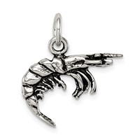 Sterling Silver Antiqued Shrimp Charm view 4