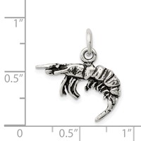 Sterling Silver Antiqued Shrimp Charm view 3