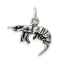 Sterling Silver Antiqued Shrimp Charm view 1