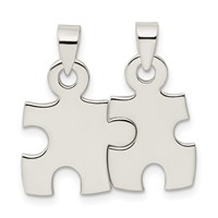 Sterling Silver Polished Puzzle Pieces Pendant view 4
