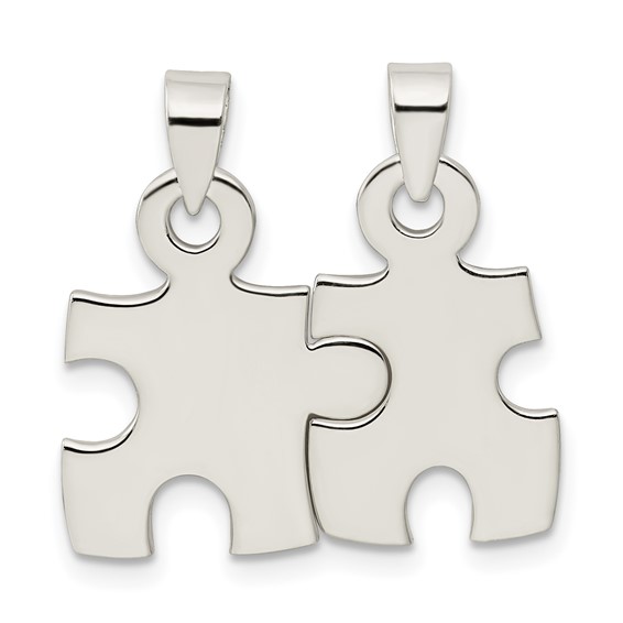 Sterling Silver Polished Puzzle Pieces Pendant