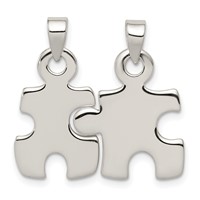 Sterling Silver Polished Puzzle Pieces Pendant view 1