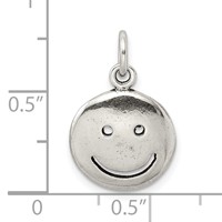 Sterling Silver Antiqued Smiley Face Charm view 3
