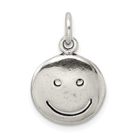 Sterling Silver Antiqued Smiley Face Charm view 1