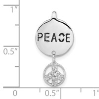 Sterling Silver Polished & Antiqued CZ Peace Pendant view 3