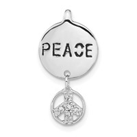 Sterling Silver Polished & Antiqued CZ Peace Pendant view 1