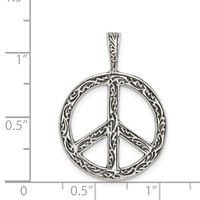 Sterling Silver Antiqued Peace Sign Charm view 3