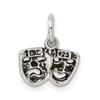 Sterling Silver Antiqued Comedy Tragedy Face Charms view 3